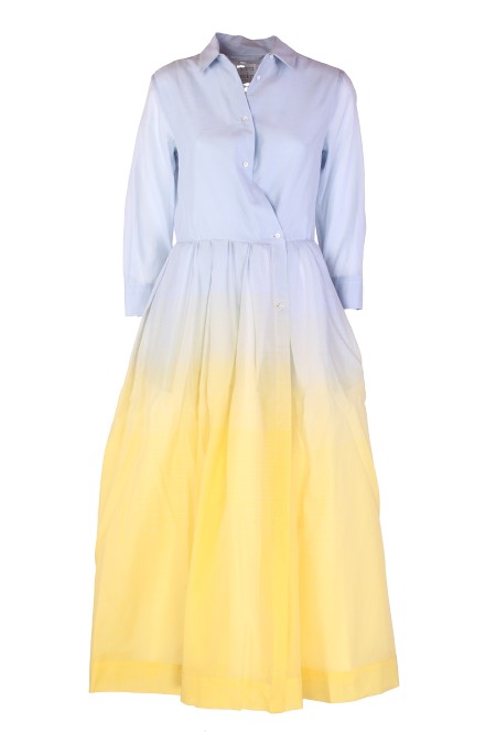 Shop SARA ROKA  Dress: Sara Roka "Edna" long-sleeved dress.
Wide skirt.
Asymmetric button closure.
Composition: cotton 69%, silk 31%.
Made in Italy.. EDNA90 S1Q1103-3